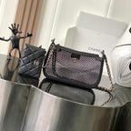 CHANEL 25S CLUTCH WITH CHAIN 20 CM IN BLACK LAMBSKIN WITH GOLD HARDWARE