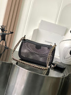 CHANEL 25S CLUTCH WITH CHAIN 20 CM IN BLACK LAMBSKIN WITH GOLD HARDWARE