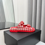 CHANEL dad sandals red white mules