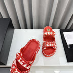 CHANEL dad sandals red white mules