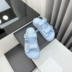 CHANEL dad sandals cloud blue lambskin mules
