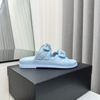 CHANEL dad sandals cloud blue lambskin mules