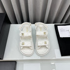 CHANEL dad sandals white pantet lambskin
