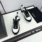CHANEL SNEAKER IN BLACK SUEDE AND WHITE CALFSKIN