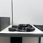 CHANEL BOW MULE IN BLACK MIX WHITE FUR AND CALFSKIN