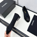 CHANEL BALLET FLATS IN BLACK TWEED AND CALFSKIN
