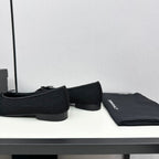 CHANEL BALLET FLATS IN BLACK TWEED AND CALFSKIN
