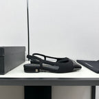CHANEL SLINGBACK BLACK TWEED AND CALFSKIN