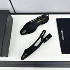 CHANEL SLINGBACK BLACK TWEED AND CALFSKIN