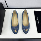 CHANEL ballet flat blue denim 166815