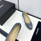 CHANEL ballet flat blue denim 166815
