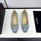 CHANEL ballet flat light blue denim 166814
