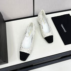 CHANEL MARY JANE IN BLACK MIX WHITE SEQUINS AND VELVET