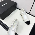 CHANEL MARY JANE IN BLACK MIX WHITE SEQUINS AND VELVET