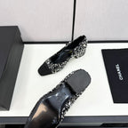 CHANEL MARY JANE IN BLACK SEQUINS AND VELVET