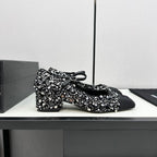 CHANEL MARY JANE IN BLACK SEQUINS AND VELVET