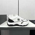 CHANEL SNEAKER IN WHITE MIX BLACK EMBROIDERED LAMBSKIN