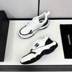 CHANEL SNEAKER IN WHITE MIX BLACK EMBROIDERED LAMBSKIN