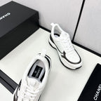 CHANEL SNEAKER IN WHITE MIX BLACK EMBROIDERED LAMBSKIN
