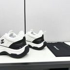 CHANEL SNEAKER IN WHITE MIX BLACK EMBROIDERED LAMBSKIN