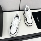 CHANEL SNEAKER IN WHITE MIX BLACK EMBROIDERED LAMBSKIN