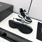 CHANEL SNEAKER IN BLACK MIX WHITE EMBROIDERED LAMBSKIN