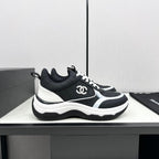 CHANEL SNEAKER IN BLACK MIX WHITE EMBROIDERED LAMBSKIN