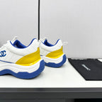 CHANEL SNEAKER IN WHITE MIX COBALT BLUE EMBROIDERED LAMBSKIN