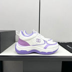 CHANEL SNEAKER IN WHITE MIX IRIS PURPLE EMBROIDERED LAMBSKIN