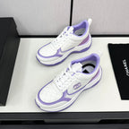 CHANEL SNEAKER IN WHITE MIX IRIS PURPLE EMBROIDERED LAMBSKIN