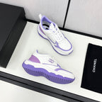 CHANEL SNEAKER IN WHITE MIX IRIS PURPLE EMBROIDERED LAMBSKIN