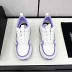 CHANEL SNEAKER IN WHITE MIX IRIS PURPLE EMBROIDERED LAMBSKIN