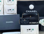 CHANEL MESH POUCH 20 IN BLACK EFFECT LAMBSKIN WITH GOLD HARDWARE