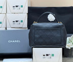 CHANEL 25S MEDIUM FLAP BAG 28 IN BLACK CALFSKIN GOLD HARDWARE