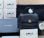 CHANEL 25S MEDIUM FLAP BAG 28 IN BLACK CALFSKIN GOLD HARDWARE