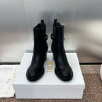 DIOR 25S MONTAIGNE MEDIUM BOOTS 70MM IN BLACK CALFSKIN