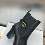 DIOR 25S MONTAIGNE MEDIUM BOOTS 70MM IN BLACK CALFSKIN