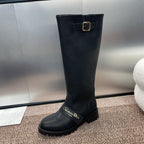 DIOR 25S D-QUEST PUNK MEDIUM BOOTS 25MM IN BLACK CALFSKIN