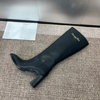 DIOR 25S D-TOWN HEELED BOOT 80MM IN BLACK SUPPLE CALFSKIN