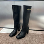 DIOR 25S D-TOWN HEELED BOOT 80MM IN BLACK SUPPLE CALFSKIN