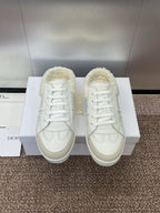 DIOR STAR SNEAKER IN WHITE CALFSKIN AND SHEARLING