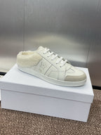 DIOR STAR SNEAKER IN WHITE CALFSKIN AND SHEARLING