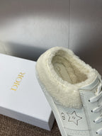 DIOR STAR SNEAKER IN WHITE CALFSKIN AND SHEARLING