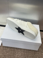 DIOR STAR SNEAKER IN WHITE CALFSKIN AND SHEARLING