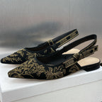 DIOR J'A SLINGBACK PUMP BLACK AND GOLD-TONE MILLEFIORI JACQUARD