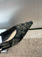 DIOR J'A SLINGBACK PUMP BLACK AND GOLD-TONE MILLEFIORI JACQUARD