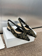 DIOR J'A SLINGBACK PUMP BLACK AND GOLD-TONE MILLEFIORI JACQUARD