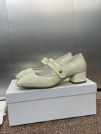 DIOR MEDIUM 35 MM HEEL PUMP IN WHITE PATENT CALFSKIN