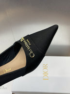 DIOR MY DD 25S HIGH HEEL 55MM IN BLACK FABRIC GOLD LOGO