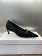 DIOR MY DD 25S HIGH HEEL 55MM IN BLACK FABRIC GOLD LOGO